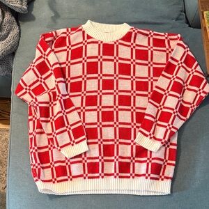 Cabin Creek Red and White Plaid Sweater